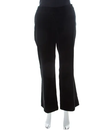 Alexander McQueen Silk Blend Velvet Wide Leg Trousers L