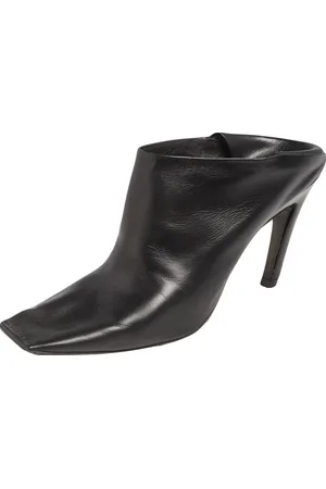 Balenciaga Leather Quadro Square Toe Foldable Heel Mules Size 37