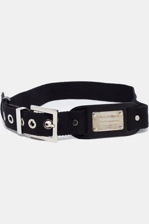 Dolce & Gabbana Canvas and Leather Logo Plaque Belt