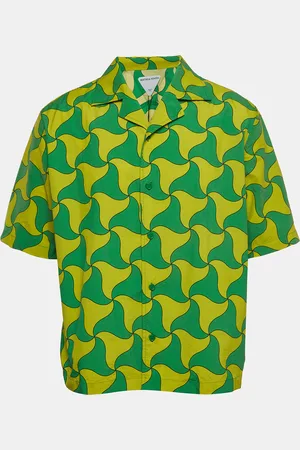 Bottega Veneta /Yellow Printed Nylon Bowling Shirt L