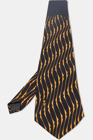 Lanvin Vintage & Orange Printed Silk Traditional Tie