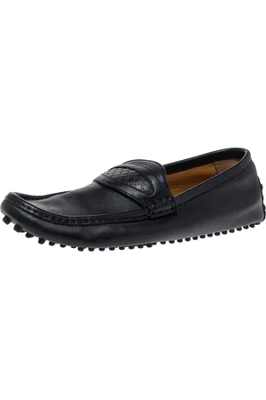 Gucci Dark Leather Slip On Loafers Size 42.5