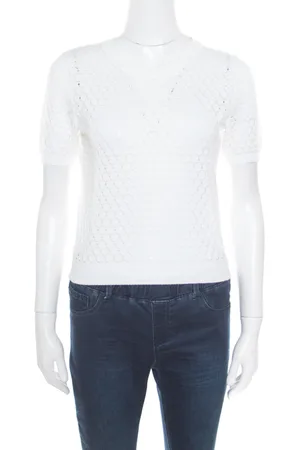 Marc Jacobs Perforated Fish Scale Pattern Knit Crop Top S