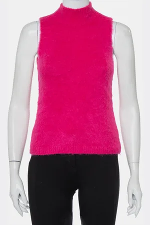 VERSACE Mohair High Neck Sleeveless Tank Top M