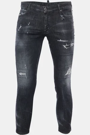 Dsquared2 Washed Denim Distressed Skinny Cropped Jeans L