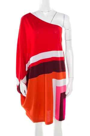 Dior Geometric Pattern Wool One Shoulder Mini Dress S