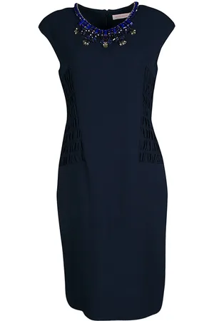 Matthew Williamson Smocked Waist Detail Embellished Neck Sleeveless Dress M
