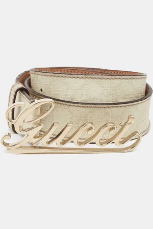 Gucci Off- GG Supreme Canvas and Leather Logo Belt 85 CM