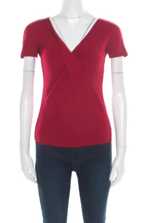 Emporio Armani Twist Front Detail Short Sleeve Top S