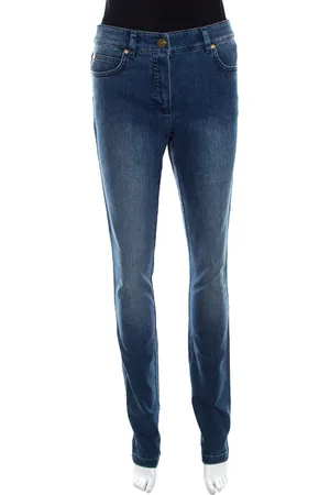 Escada Indigo Faded Effect Denim Sequined Back Pocket Detail Skinny Jeans S