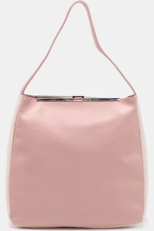 Furla Blush/White Leather Frame Lock Tote