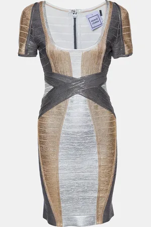 Hervé Léger Foil Print Knit Carolyn Bandage Dress M