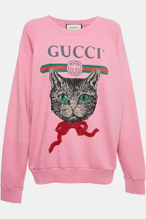 Gucci Mystic Cat Logo Print Cotton Sweatshirt M