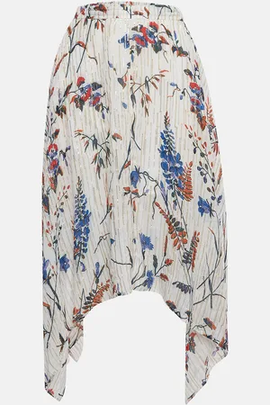 Maje Printed Lurex Asymmetric Midi Skirt S