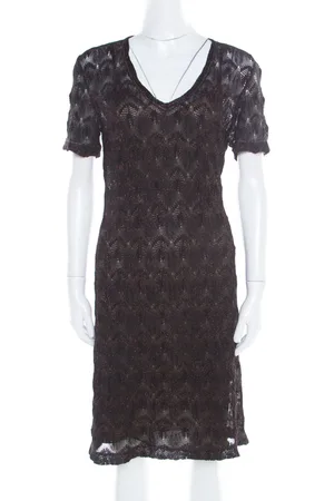 Missoni Lurex Patterned Knit V Neck Midi Dress M