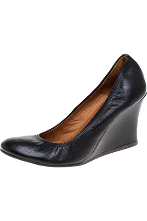Lanvin Leather Scrunch Wedge Pumps Size 37
