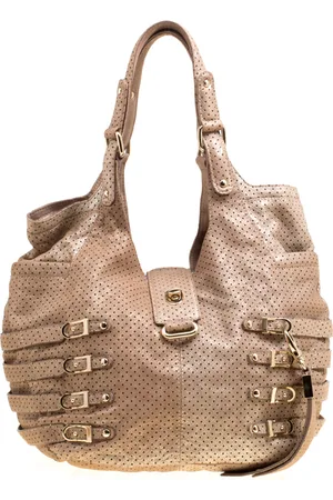 Jimmy Choo Perforated Leather Bardia Buckle Shoulder Bag