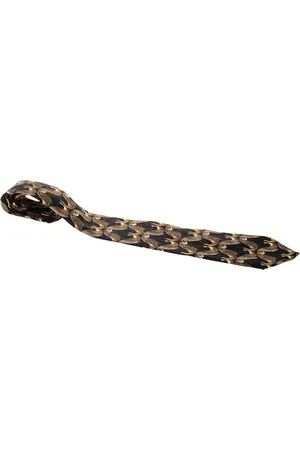 Lanvin Vintage and Gold Bird Print Silk Tie