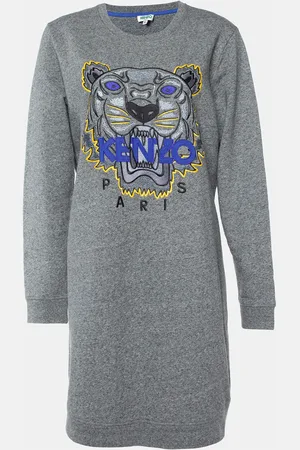 Kenzo Tiger Embroidered Cotton Sweater Dress XL