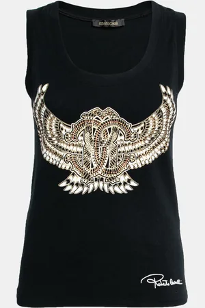 Roberto Cavalli Stretch Cotton Printed Tank Top L
