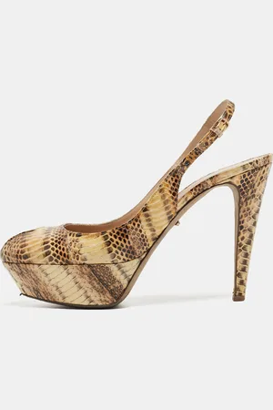 Sergio Rossi Python Leather Peep Tee Platform Slingback Sandals Size 40