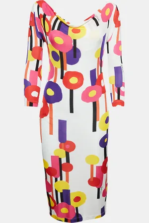 Roberto Cavalli Floral Print Stretch Knit Midi Dress S
