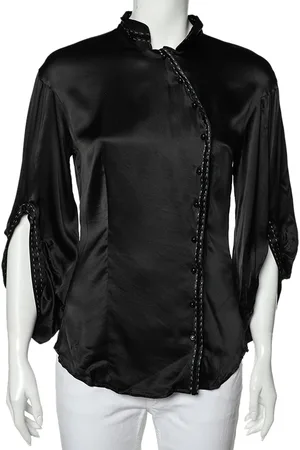 Roberto Cavalli Silk Satin Button Front Top M