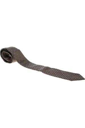 Lanvin Vintage Diagonal Striped Embroidered Traditional Silk Tie