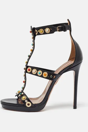 Aquazzura Leather Platform Ankle Strap Sandals Size 39.5