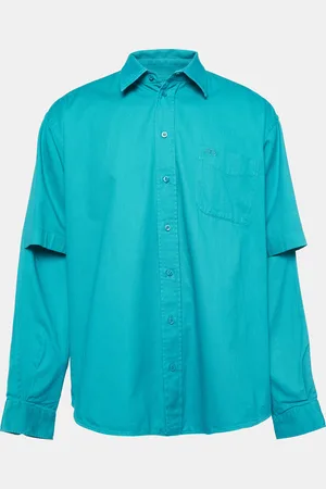 Balenciaga Teal Cotton Oversized Shirt XS