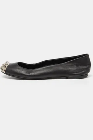 Giuseppe Zanotti Leather Malika Spiked Cap Toe Ballet Flats Size 36.5