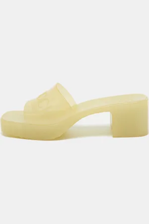 Gucci Light Rubber Logo Embossed Slide Sandals Size 37