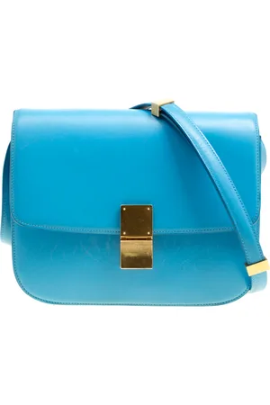 Céline Turquoise Leather Medium Classic Box Shoulder Bag