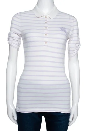 Burberry Off Striped Cotton Modal Polo T-Shirt XS