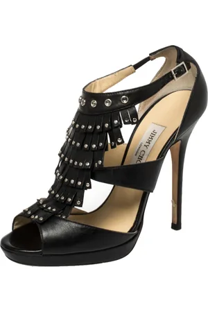 Jimmy Choo Leather Studded Fringe Platform Sandals Size 39
