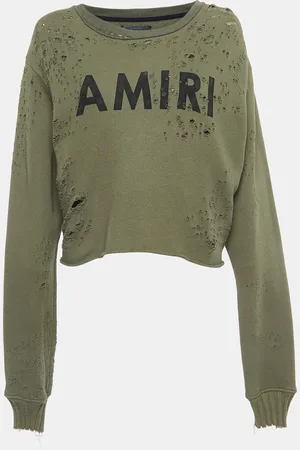 AMIRI Military Logo Print Distressed Cotton Sweatshirt S
