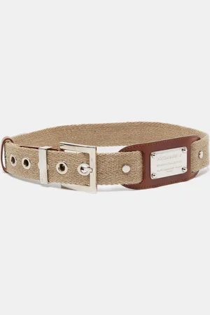 Dolce & Gabbana Canvas and Leather Plaque Detail Waist Belt 80CM