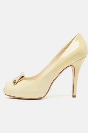 LOUIS VUITTON Patent Leather Damier Azur Damia Pumps Size 38