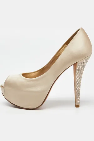 Stuart Weitzman Satin Platform Peep Toe Pumps Size 37