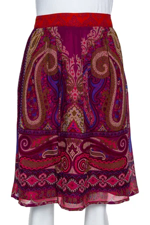 Etro Purple Paisley Printed Silk Mini Skirt M
