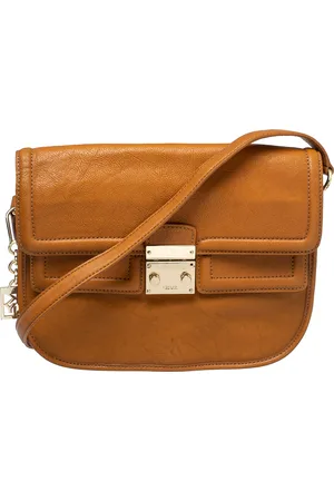 DKNY Leather Push Lock Shoulder Bag