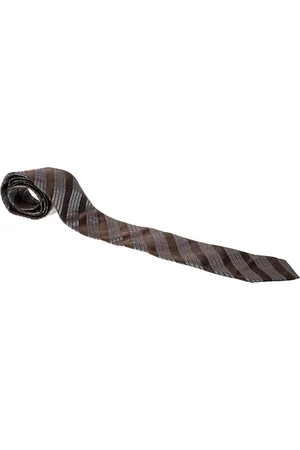 Lanvin And Grey Diagonal Striped Silk Tie