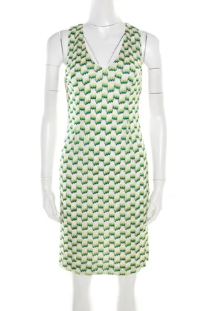 Missoni And White Patterned Knit V-Neck Sleeveless Dress S