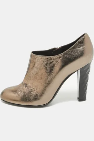 Sergio Rossi Foil Leather Ankle Booties Size 38.5