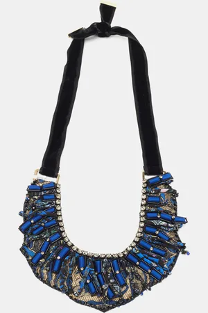Etro Silk Brocade Crystal Bead Statement Fabric Necklace