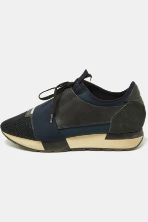 Balenciaga Black/ Leather, Mesh and Suede Race Runner Sneakers Size 39