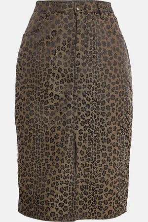 Fendi Vintage Leopard Patterned Jacquard Midi Skirt L