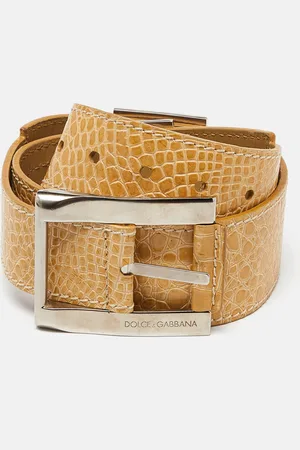 Dolce & Gabbana Croc Embossed Leather Buckle Belt