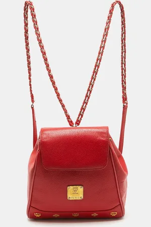 MCM Leather Studded Flap Backpack