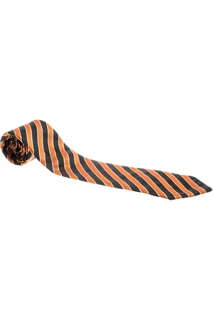 Giorgio Armani Vintage and Black Diagonal Striped Silk Jacquard Tie
